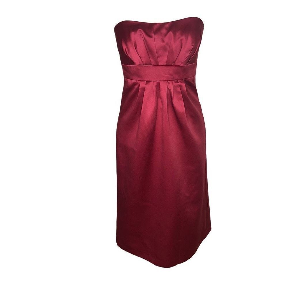 Alfred Angelo Wine Red Satin Strapless Occasion /Bridesmaid Dress
